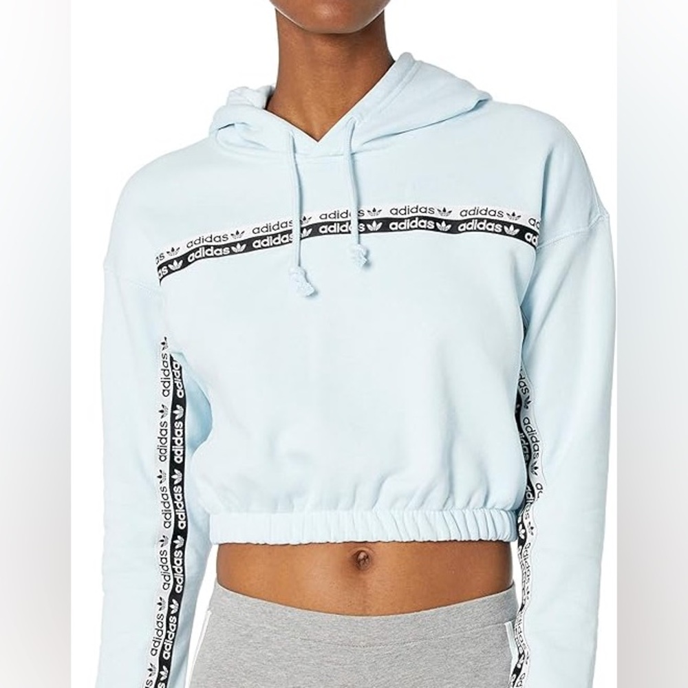 Adidas Originals R.Y.V. Cropped Hoodie in Sky Tint blue - Size M